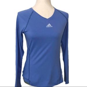 Blue Athleisure Long Sleeve V-Neck Jersey T-Shirt